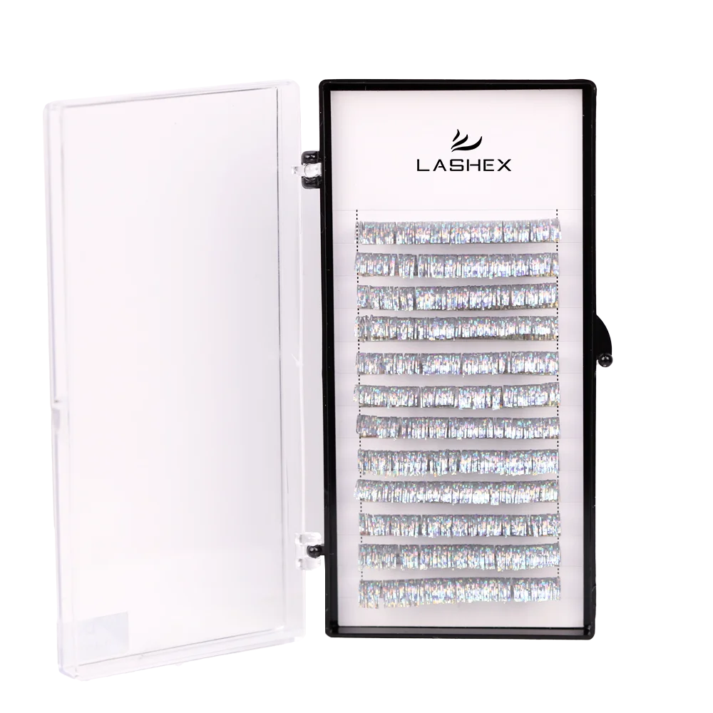 Wholesale Private Label individual holographic tinsel eyelash extension lashes eyelash shiny colorful lashes  extension