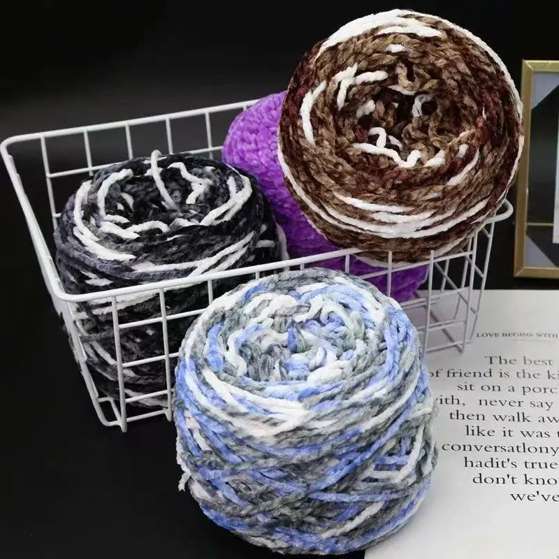 200g Velvet Chenille Polyester DIY Knitting Crochet Yarn Bright Woven Yarn for Sewing Embroidery High Tenacity Recycled Feature