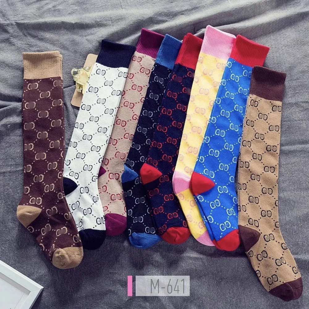 Модные дизайнерские женские носки с буквенным принтом длинные носки-трубы женские зимние новые стильные хлопковые носки