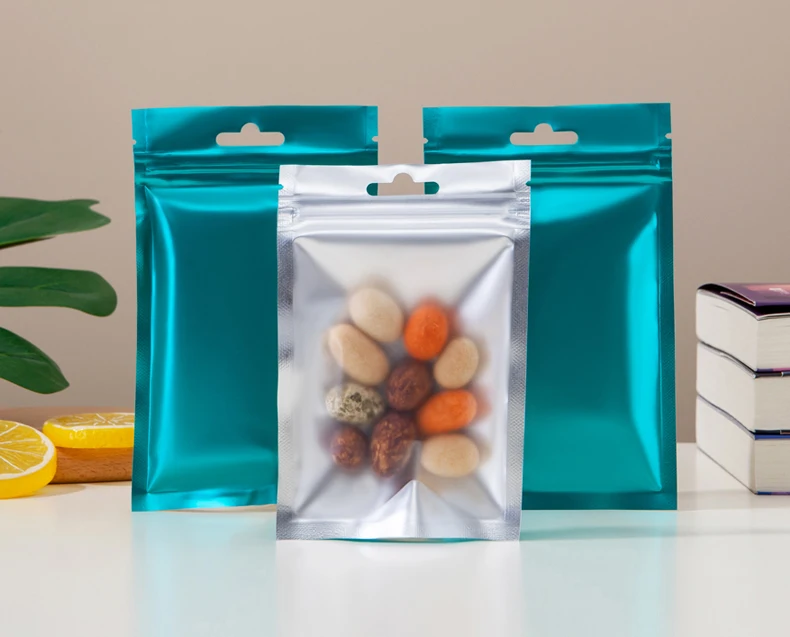 Food Storage Matte Foil Airtight Bags Flat Heat Seal Lock Resealable Plastic Candy Packaging Pouch