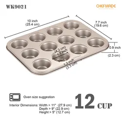 High Quality Reusable Mini 12 Cup Carbon Steel Muffin Baking Cake Mold
