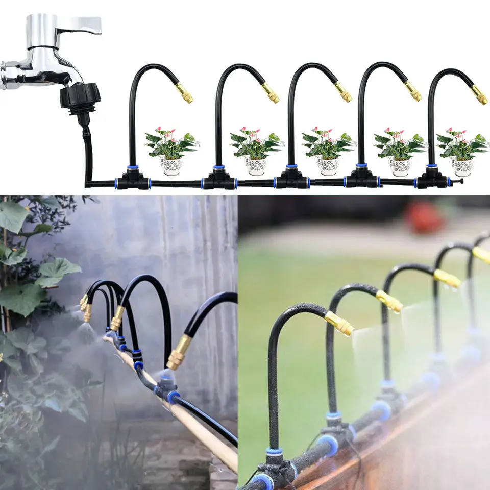 Outdoor Agricultural Garden Disinfection Cooling Mist Omnidirectional Universal Metal Brass Sprayer Atomizing Nozzle Set With Ho
