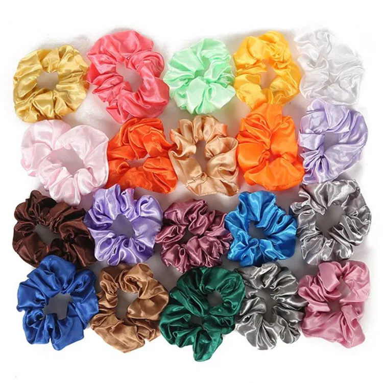 20/30/60 Color Satin Cloth Large Intestine Ring In Europe And America Silk Scrunchie