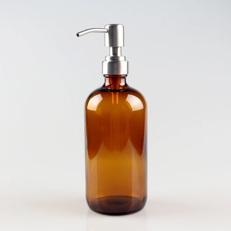250ml 500ml 1000ml Amber Glass Round Refillable Hand Sanitizer Liquid Soap Dispenser Bottles