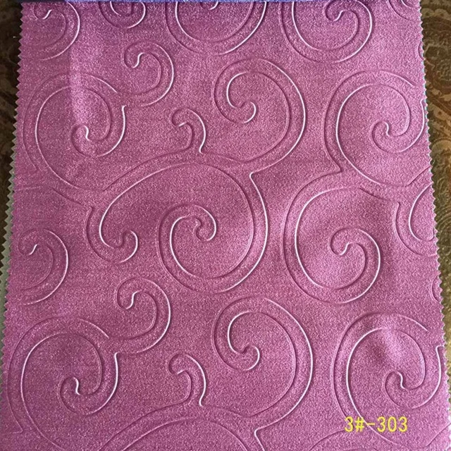 flame retardant 100% polyester embossed suede blackout curtain fabric for living room