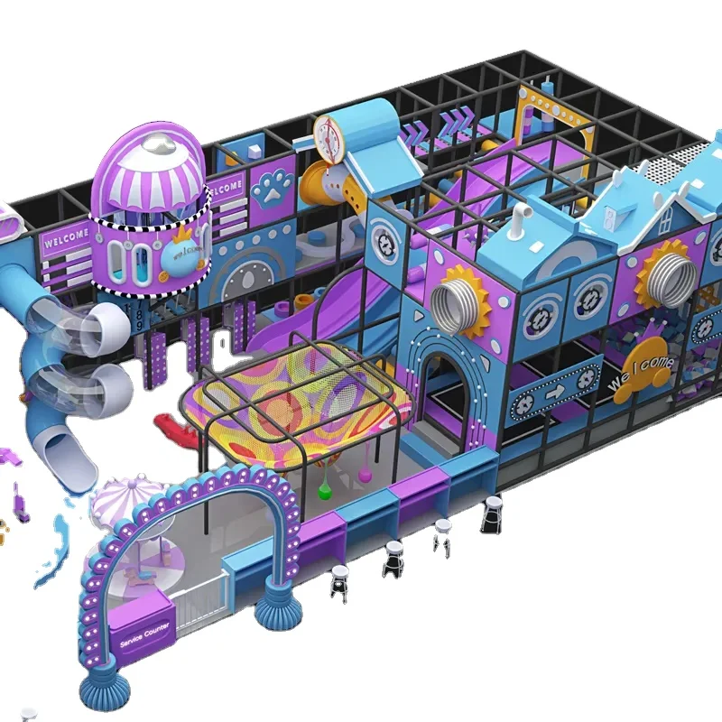 Ifun Customized Fantasy Children Play Center Trampoline Park with Ball Pool Big Slide Rope Course for fun