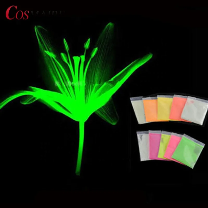 Цветной светящийся пигмент Cosmaire, светящийся в темноте пигментный порошок