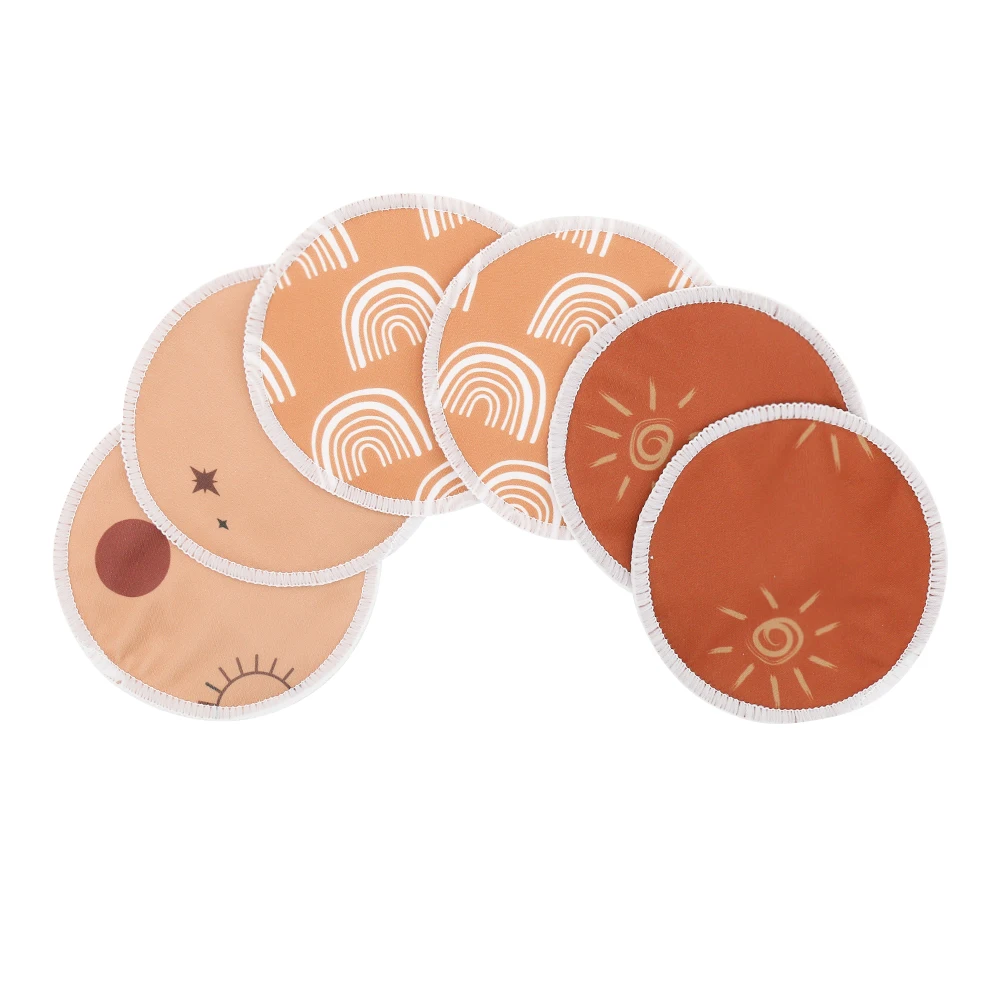 Rainbo & Ирис 6 шт. в лоте; Органические моющиеся бамбуково-Кормящих Грудью Колодки с радугой узоры