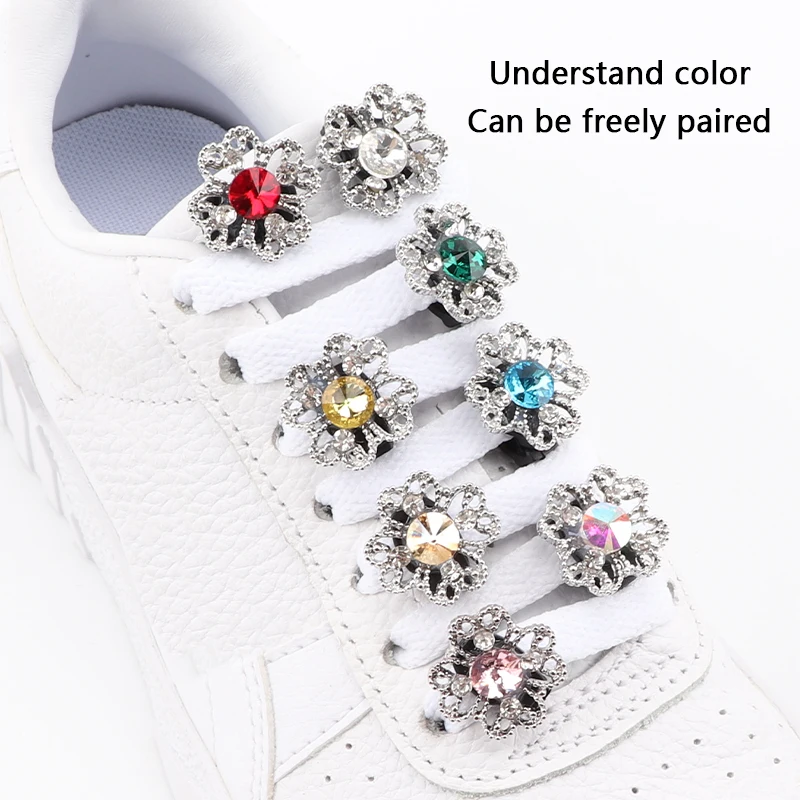 Diamond Flowers Shoelaces Decoration Clip Shoe Charms Shiny Crystal Rhinestone Pearl Buckle AF1 Sneakers shoe clips accessories