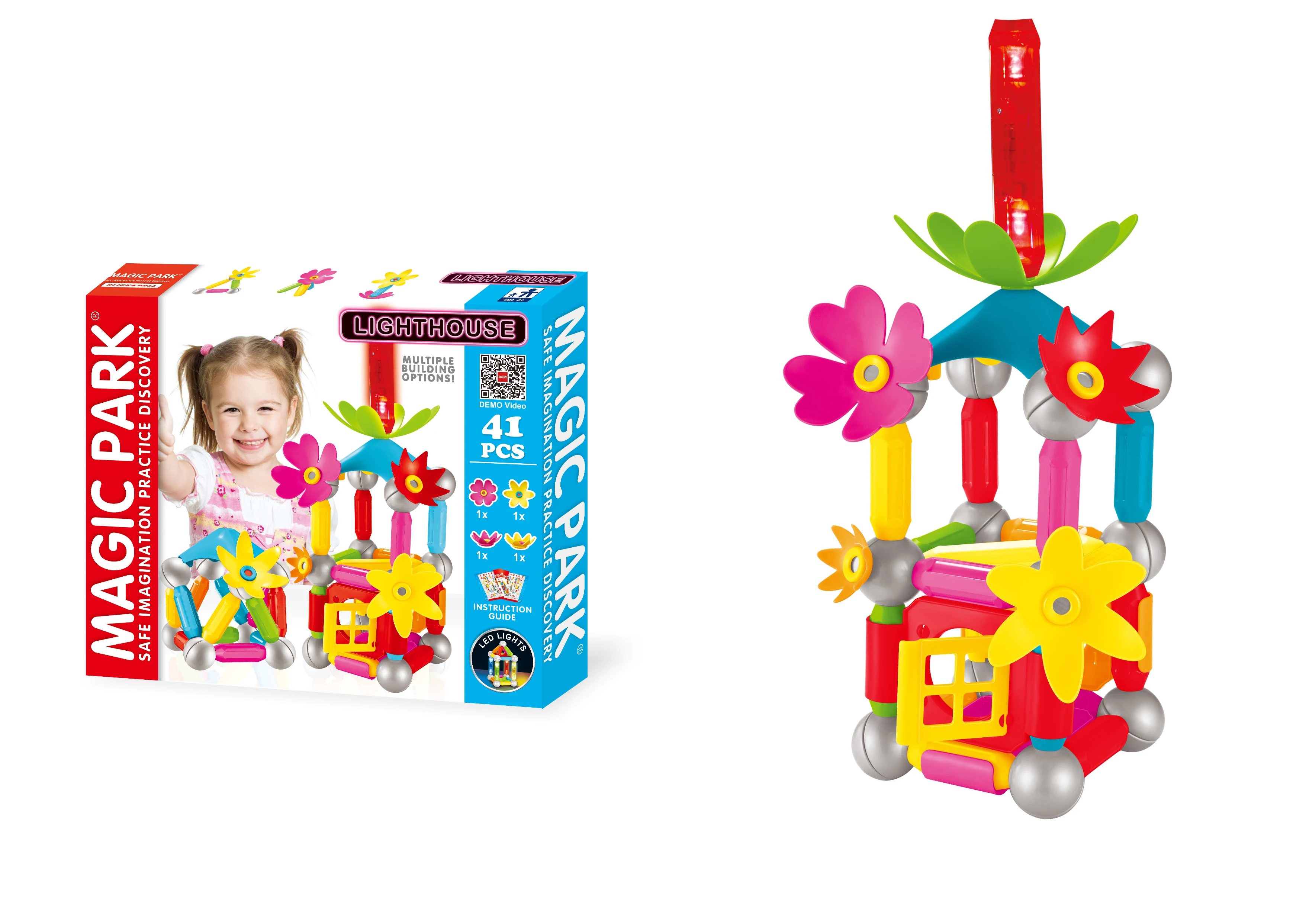 Magnet Construction Balls and Rods Toy 3D DIY Creative Flower Magnetic Sticks Blocks Set