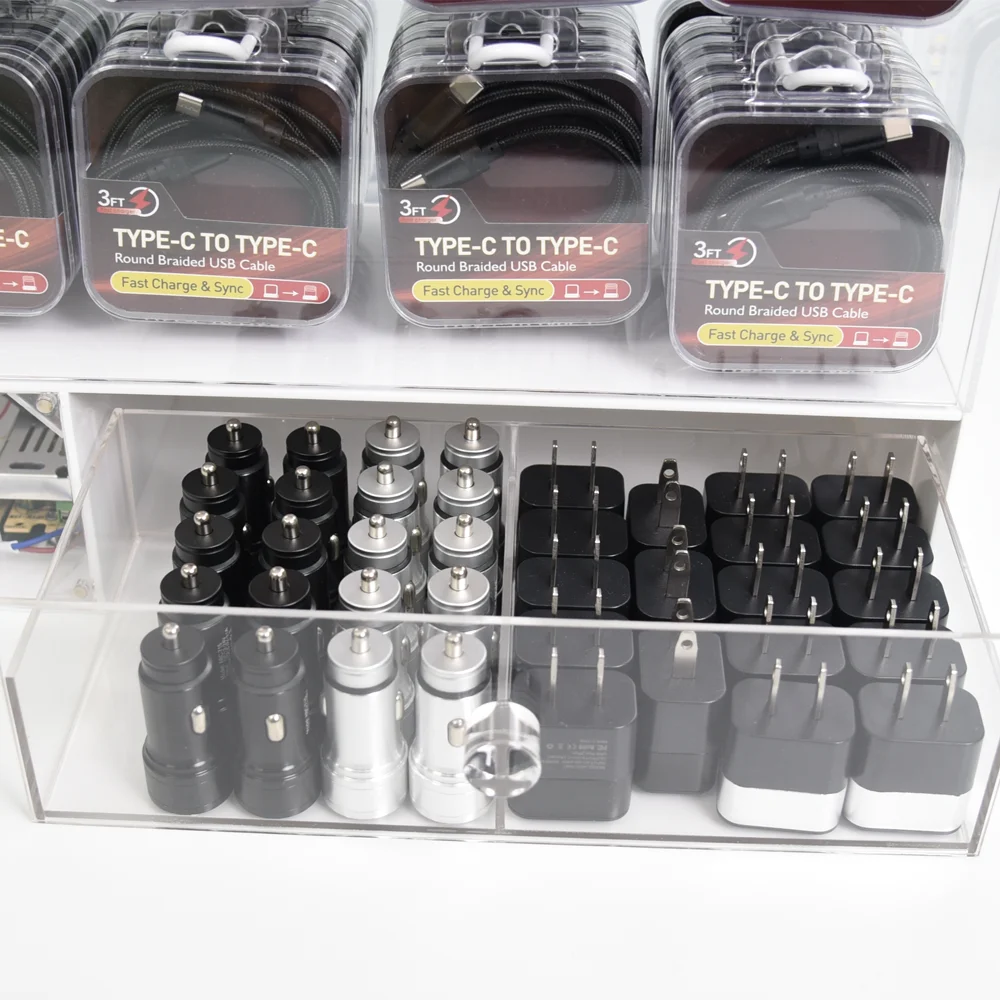 New Products Phone Accessories Counter Display Mobile Counter Display Showcase High Quality Data Cable Display Rack with LED