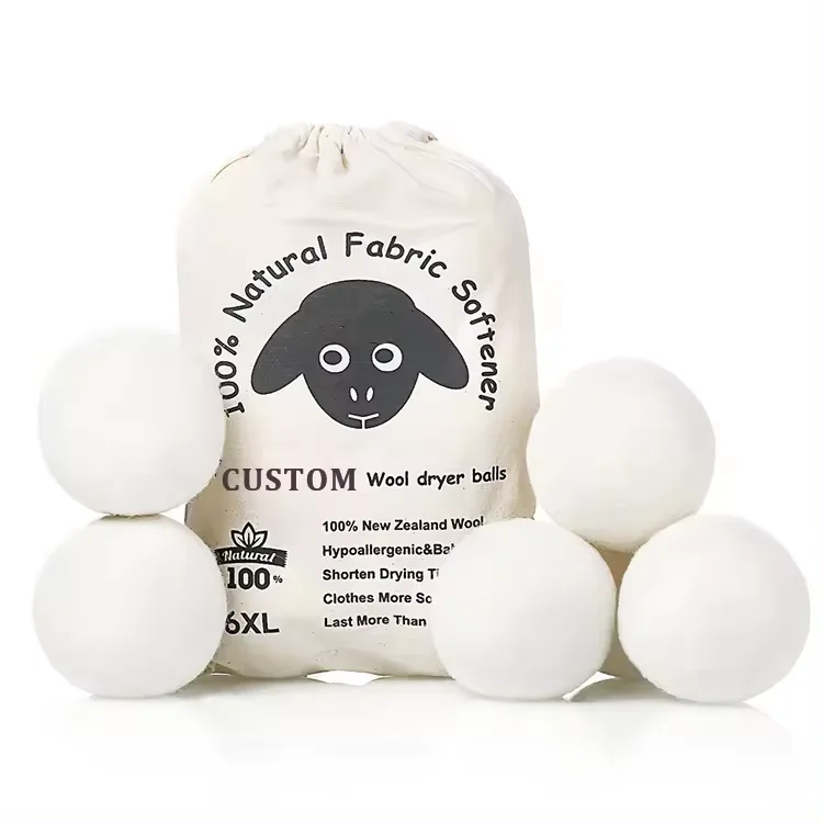 6 Pack White Shorten Dry Time Reusable All Natural Organic Wool Chemical Free Dryer Sheets dryer balls wool