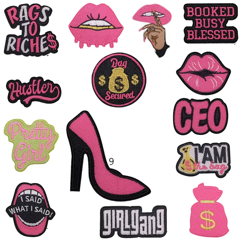 Many small lipstick design iron embroidery patches for kids clothing applique