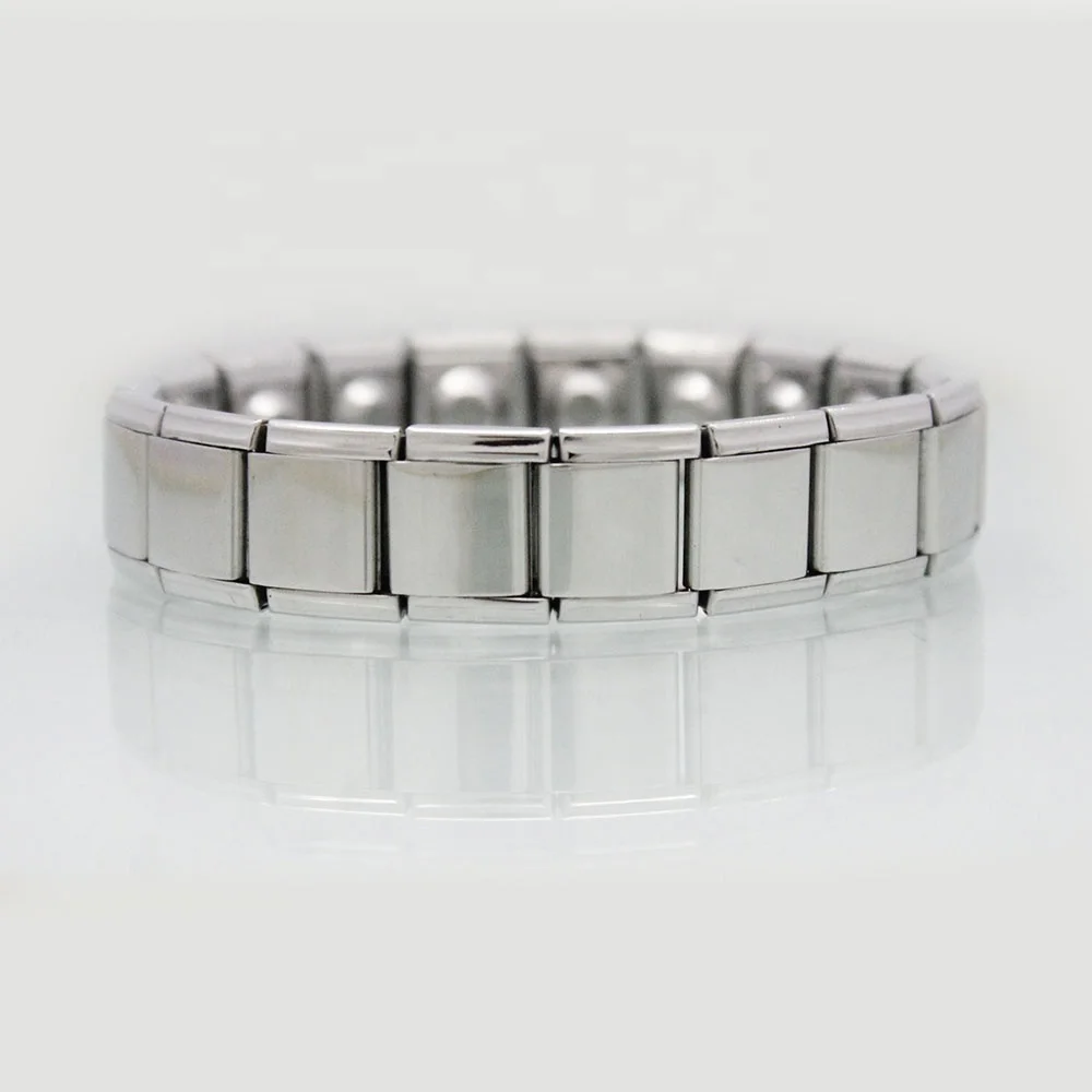 Adjustable Stainless Steel 13mm large links modular silver magnetic Italian Charm starter Bracelet for men