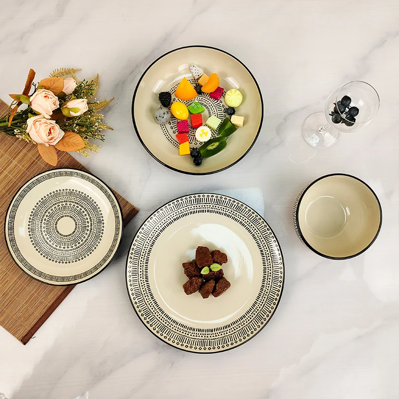 Factory Direct Eco-Friendly High Quality Ceramic Dinnerware Set Cheap Price Charger Plates Tableware Sets in Dishes Plates Shape