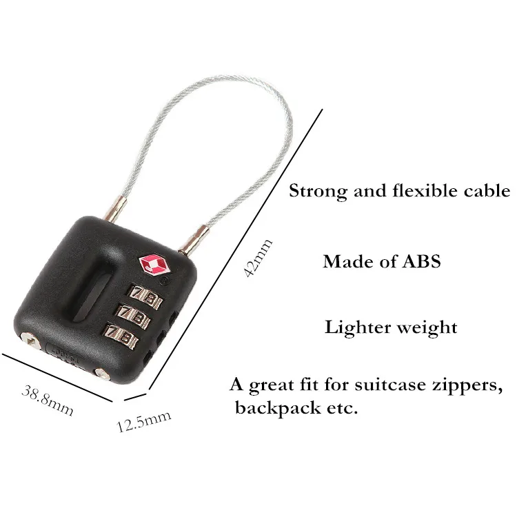 Travelsky tsa approved locks safe travel mini  tsa 3dial combination lock