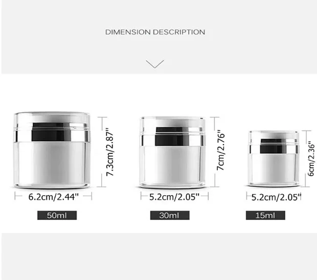 Plastic Empty Makeup Jar Box Airless Pump Jars Empty Refillable Bottles Travel Face Cream Lotion Cosmetic Container,15ml