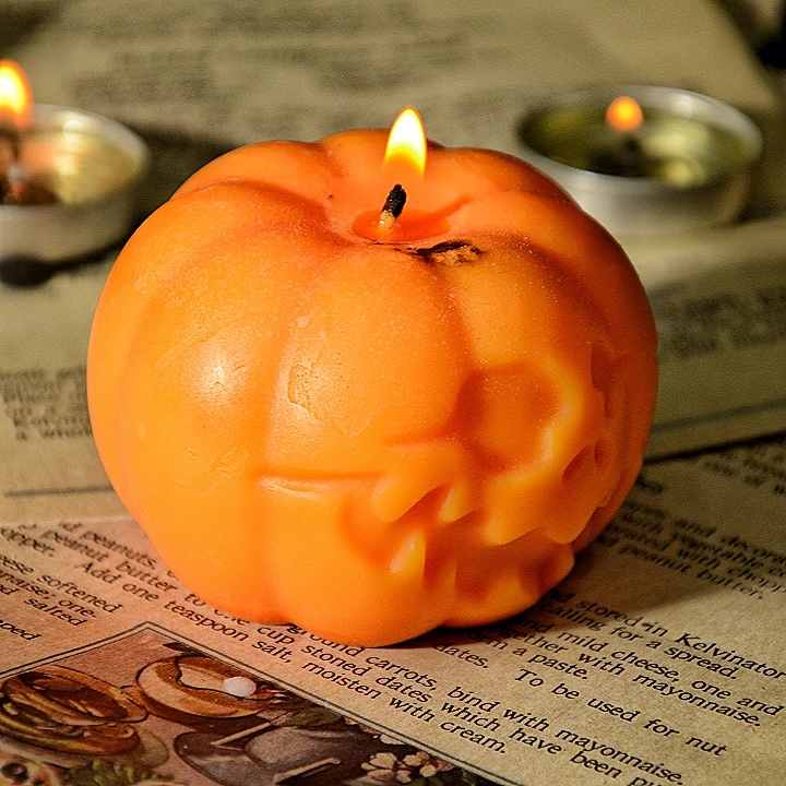 Halloween Deco Gift Paraffin Wax Pumpkin Shaped Candles Perfume Scented