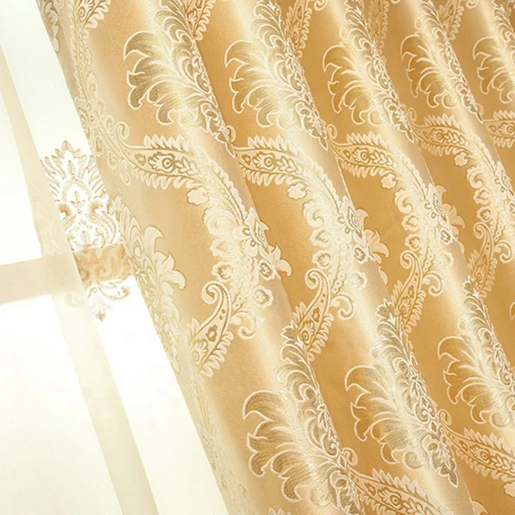 Luxury European Style Window Jacquard Embroidery Cortinas Curtains For The Living Room With Valance
