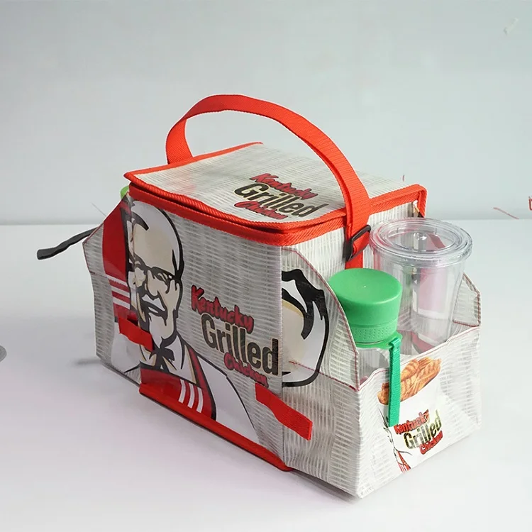Chiterion Customized Silver Drink Beer Can Coffee Delivery Snack Ice Lunch Tote Picnic Food Soft Cooler Bag With Two Side Pocket