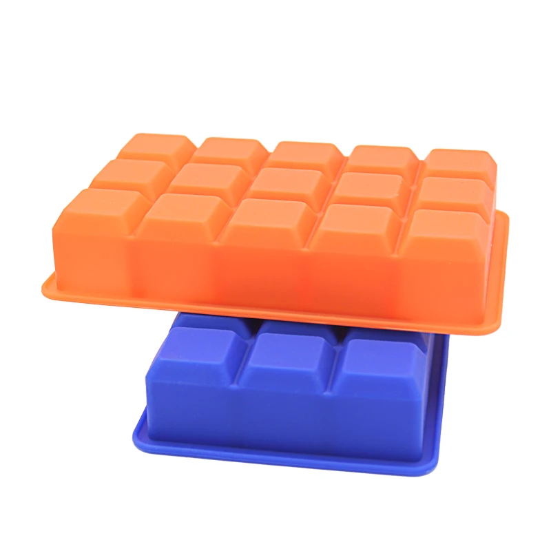 Novelty Eco-friendly 15 Cavity Flexible Silicone Ice Cubes Block Tray Mold For Whiskey Cold Drinking