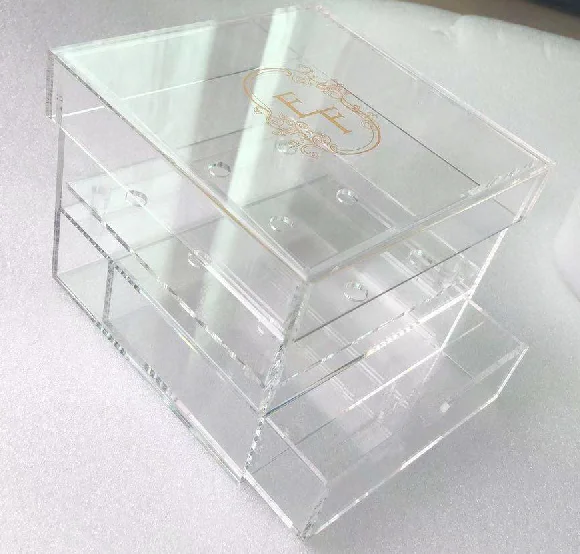 Factory Supply Custom LOGO Wedding Flower Holder Multifunction Rose Water Holder Eyeliner Organizer 9 holes 2 Tiers 1 Drawer