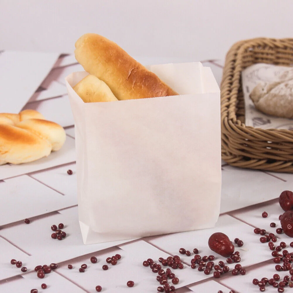 Wholesale Custom Printed Oil-proof Flat sharp Bottom Grease Proof Snack Burger Paper Bags for Food