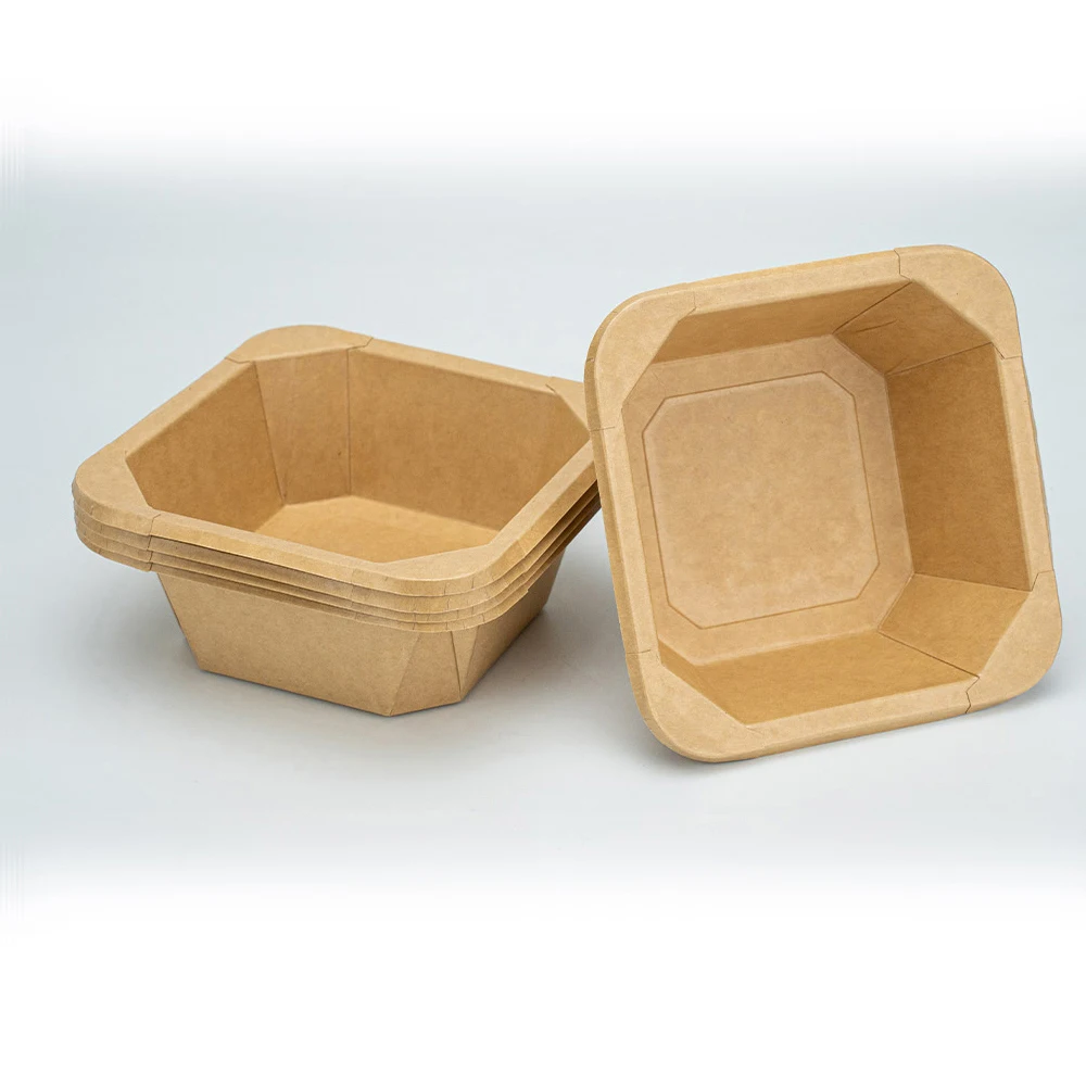 750 мл чаша из крафт-бумаги прозрачная крышка все размеры одноразовая бумага для печати упаковка салата пищевая крафт-чаша