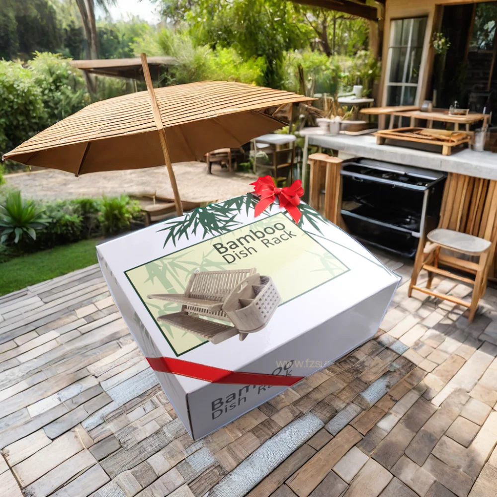 Double-Tiered Collapsible Bamboo Dish Drying Rack with Utensil Holder Durable Kitchen Storage for Sink OEM ODM Design