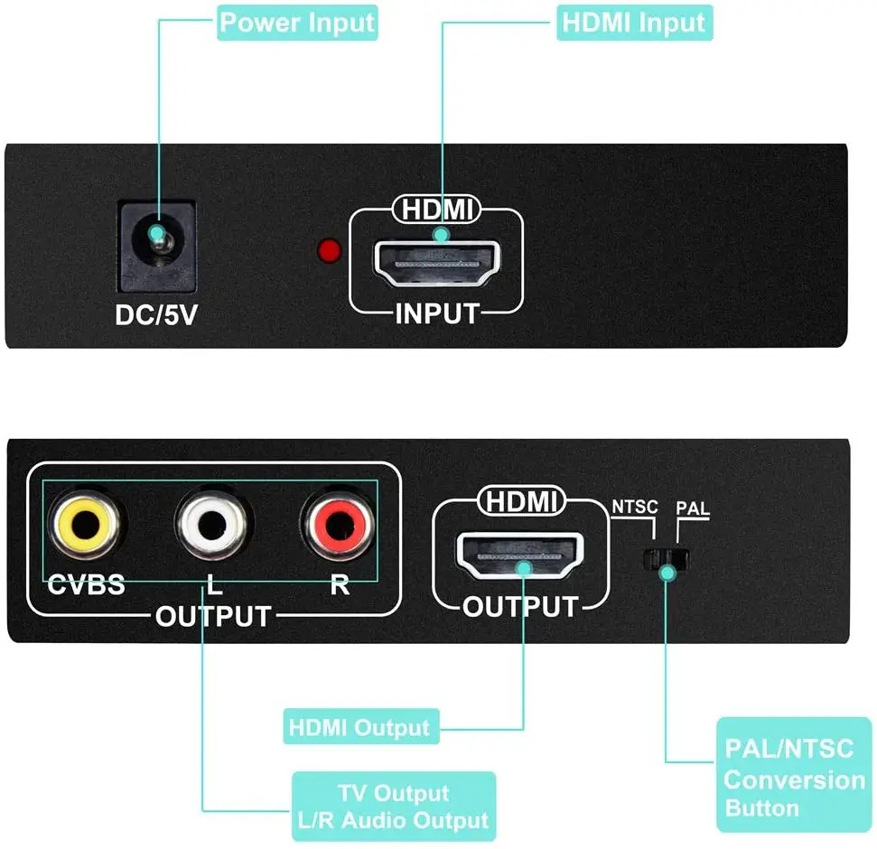 4K HDMI to HDMI and AV Converter HDMI to CVBS RCA Composite Video Adapter Coaxial 3.5mm Audio
