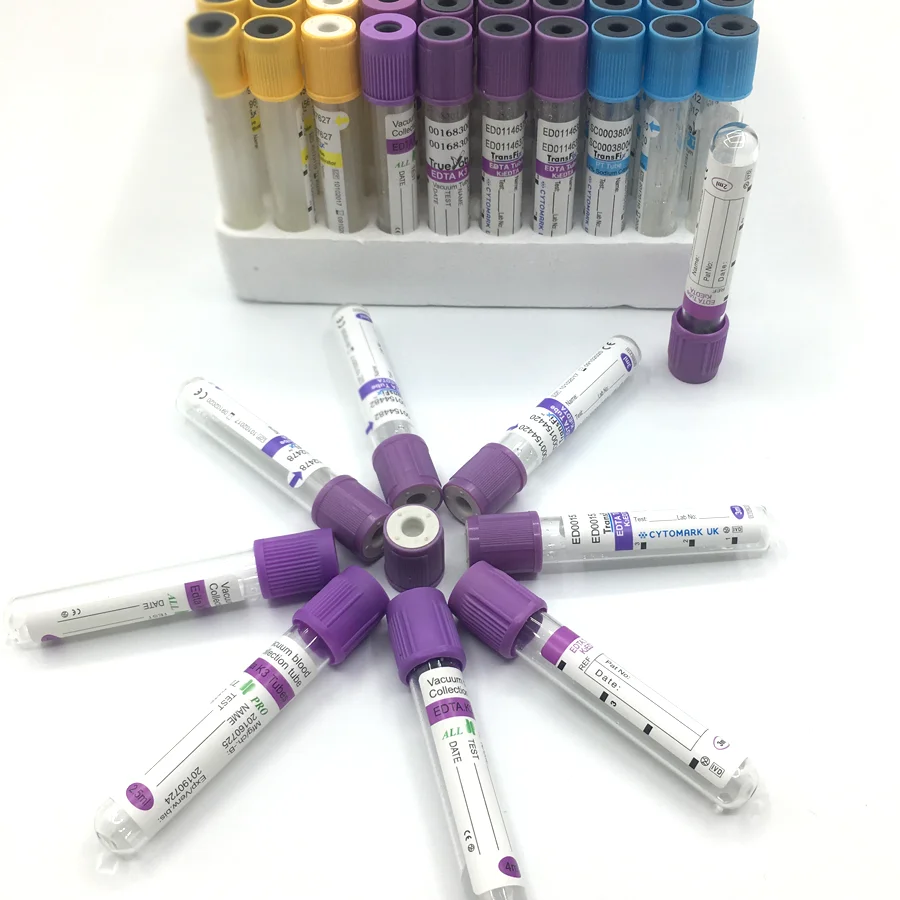 1-5ml 5-10ml disposable edta k2 k3 vacuum blood collection tube glass/PET customizable medical blood sample collection tube