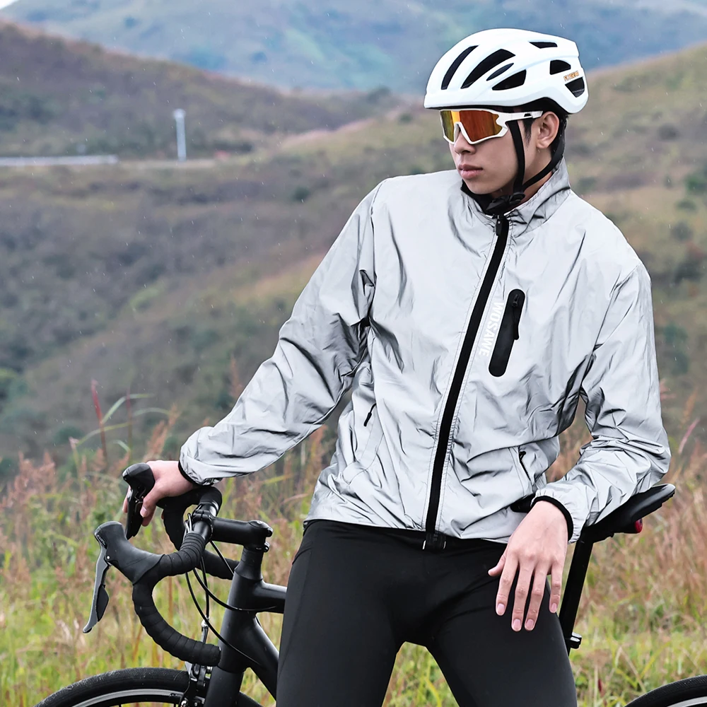 WOSAWE Unisex Hooded Reflective Motorcycle Cycling Jacket New Streetwear Noctilucent Windproof Windbreak