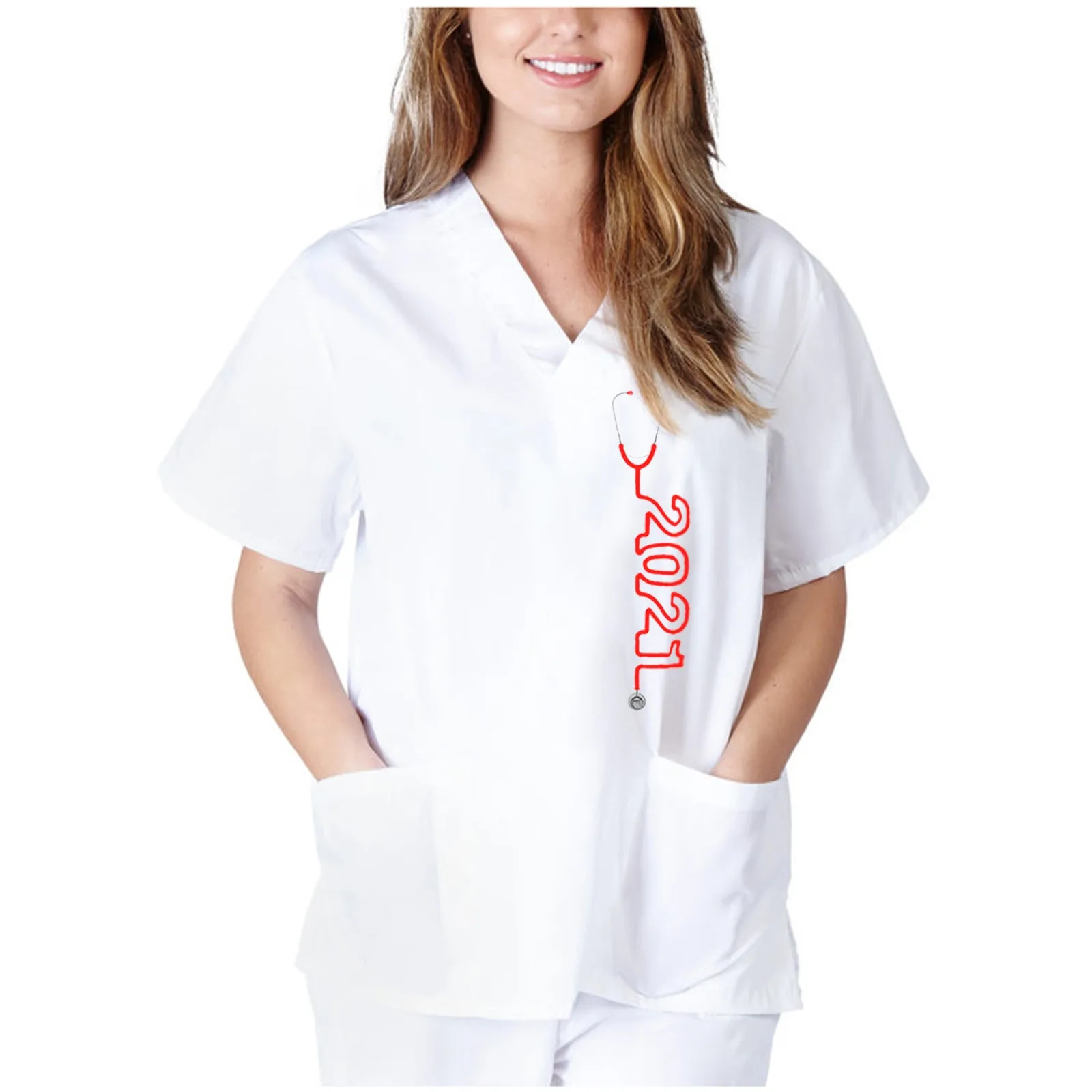 
Spectacular Sale Hospital Custom design women nurse shirt Uniforms scrubs top 