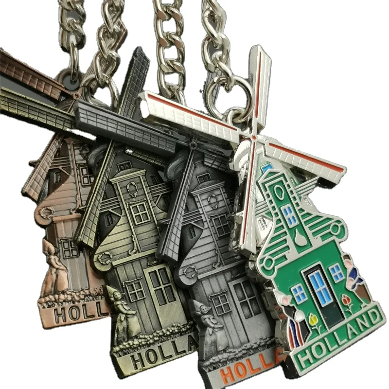 2024 new arrival holland souvenir metal keychain windmill keyring