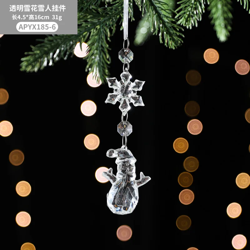 High Quality Christmas Crystal Decoration Supplies Acrylic Snow Flower Heart Water Droplets Hanging Accessories Ornaments