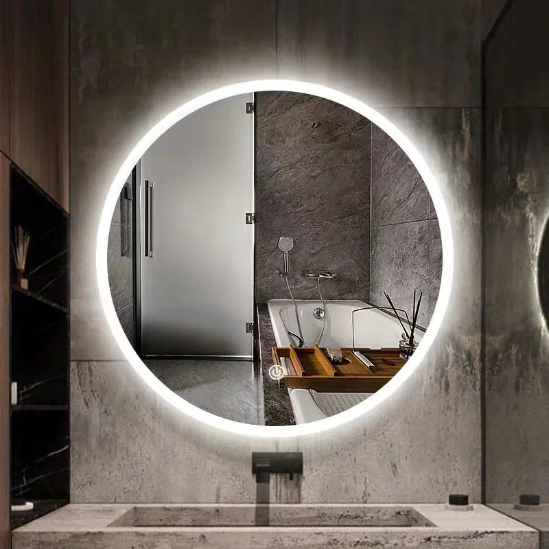 Modern Frameless LED Bathroom Vanity Mirror Smart Anti-Fog Sensor Wall Mounted Rotundity Makeup Suitable for Hotel Home Decor