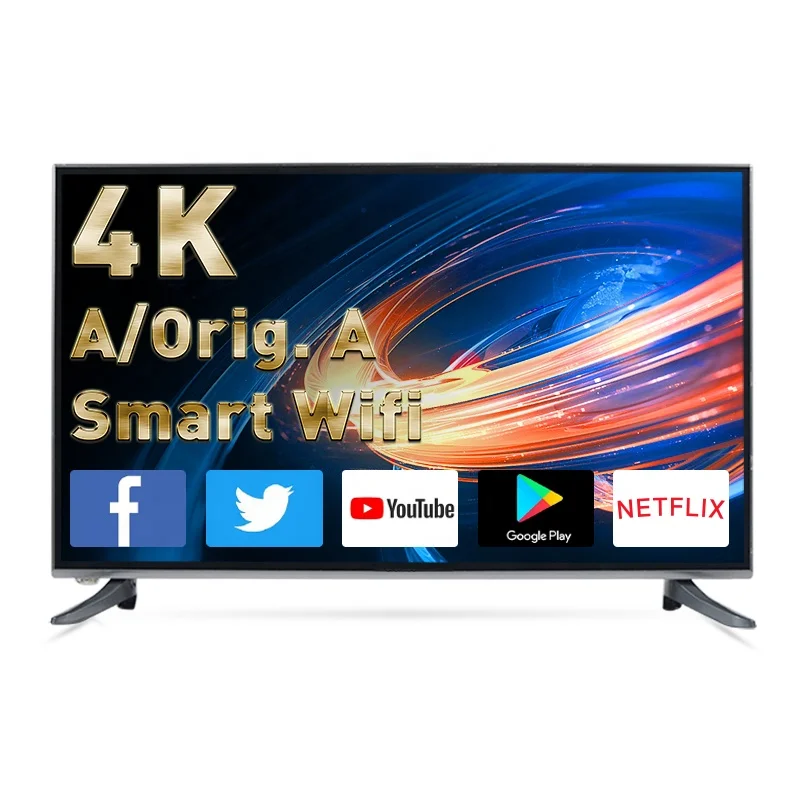 Wholesale Flat Screen TV slim Ultra-thin LED Television 4K Smart TV 32 43 50 55 65 inch Digital DVB-T2 S2