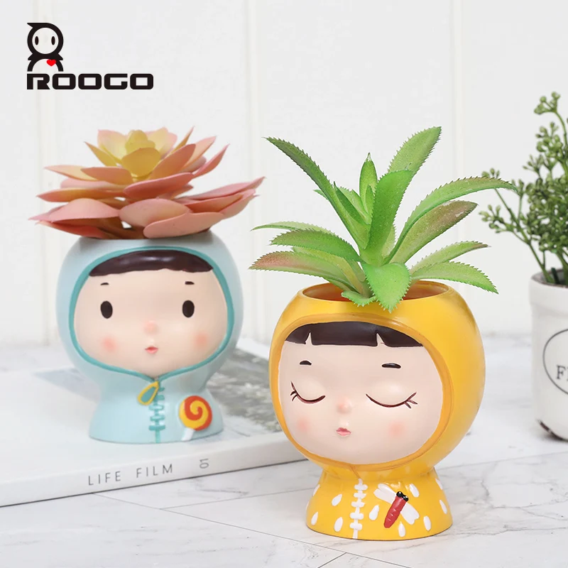 ROOGO New Products Doll Garden Planter Succulent Flower Pots Home Decor Bonsai Office Gift