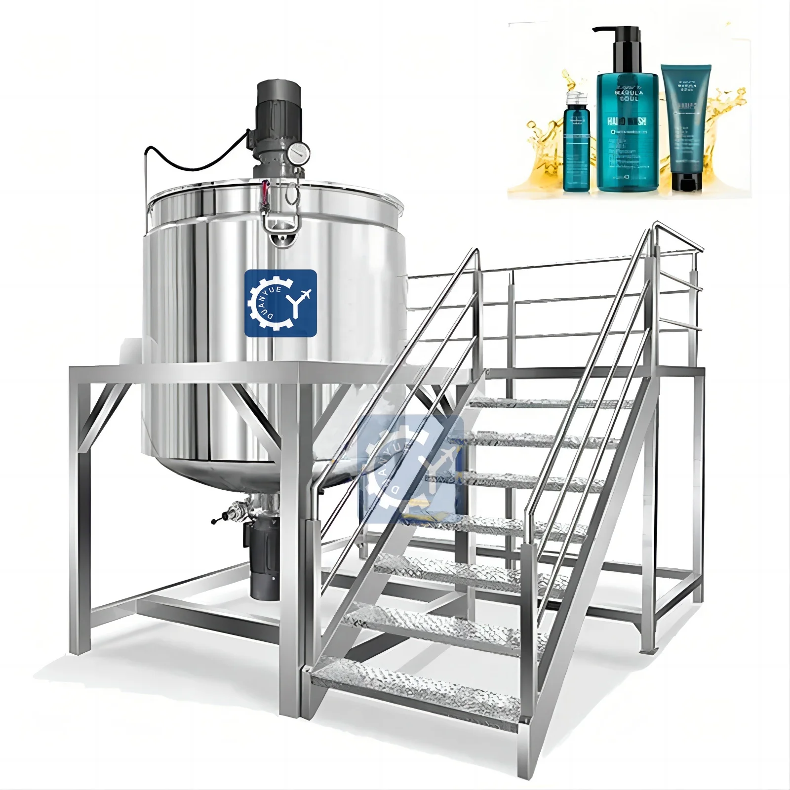 Duanyue Cosmetic Mixer Liquid Detergent Mixers Mixing Tank With Homogenizer Machine Liquid Washing Mixer