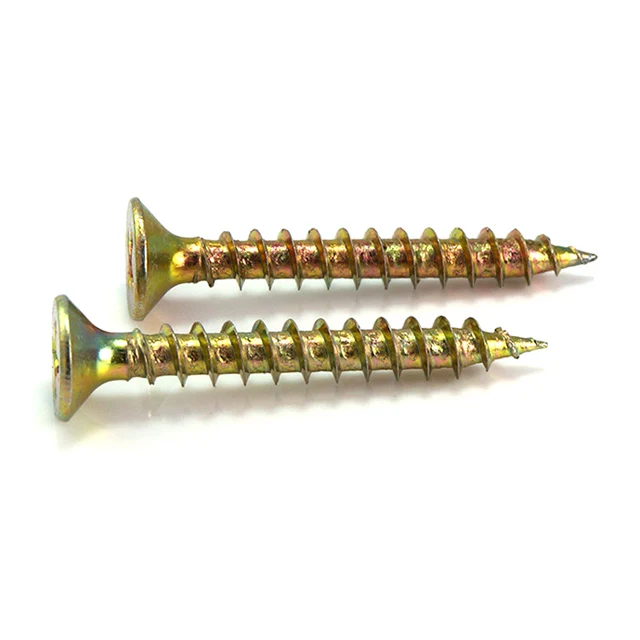 Wholesale price yellow zinc csk chipboard screws carbon steel galvanized countersunk cross head chipboard screws