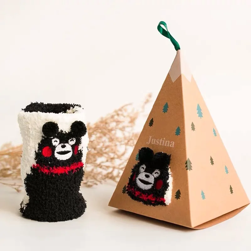 Пушистые вязаные постельные Разноцветные Милые модные детские пушистые с флисовой подкладкой теплые носки с мультяшными животными оптом