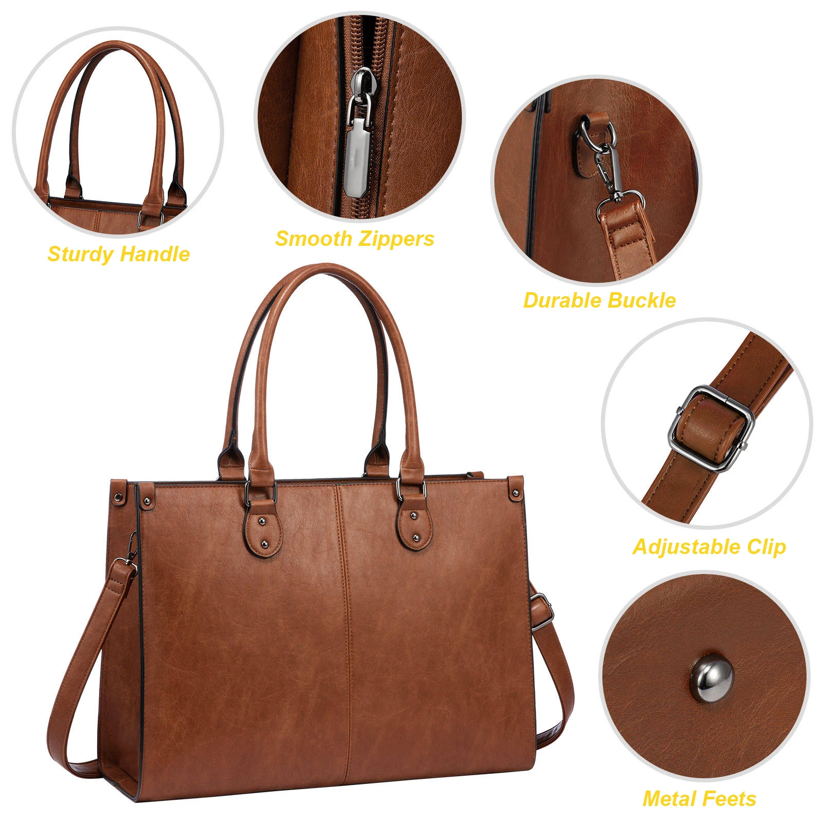 Sympathybag Hot Sale Vintage Leather Computer Bag Business Handbag Large Capacity Laptop Tote Work Bags Laptop Bag for Women
