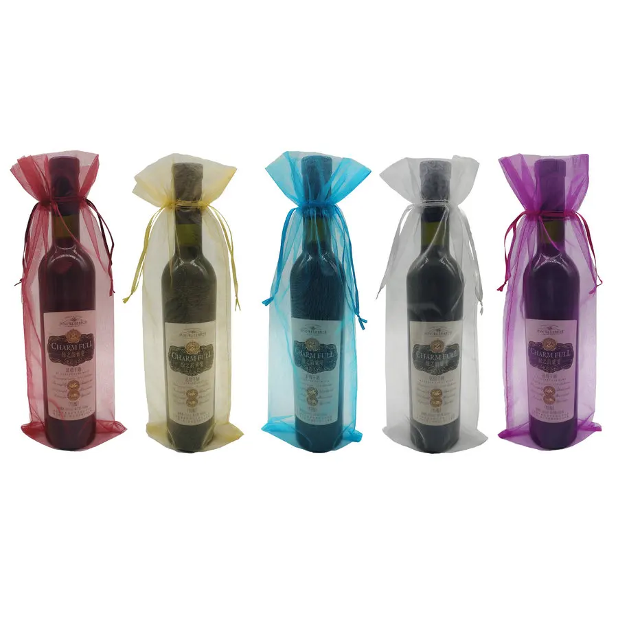 Eco Friendly Pink Corktail Beach Clear Transparent Collapsible Gift Carrier Packaging Organza Wine Bags (1600237232659)