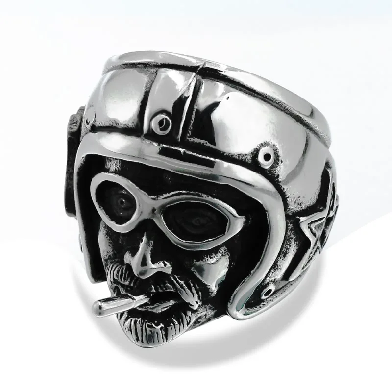 2022 New Arrival Korean Style Student Ring Domineering Single Ring Stainless Steel Skull Ring for Women Men