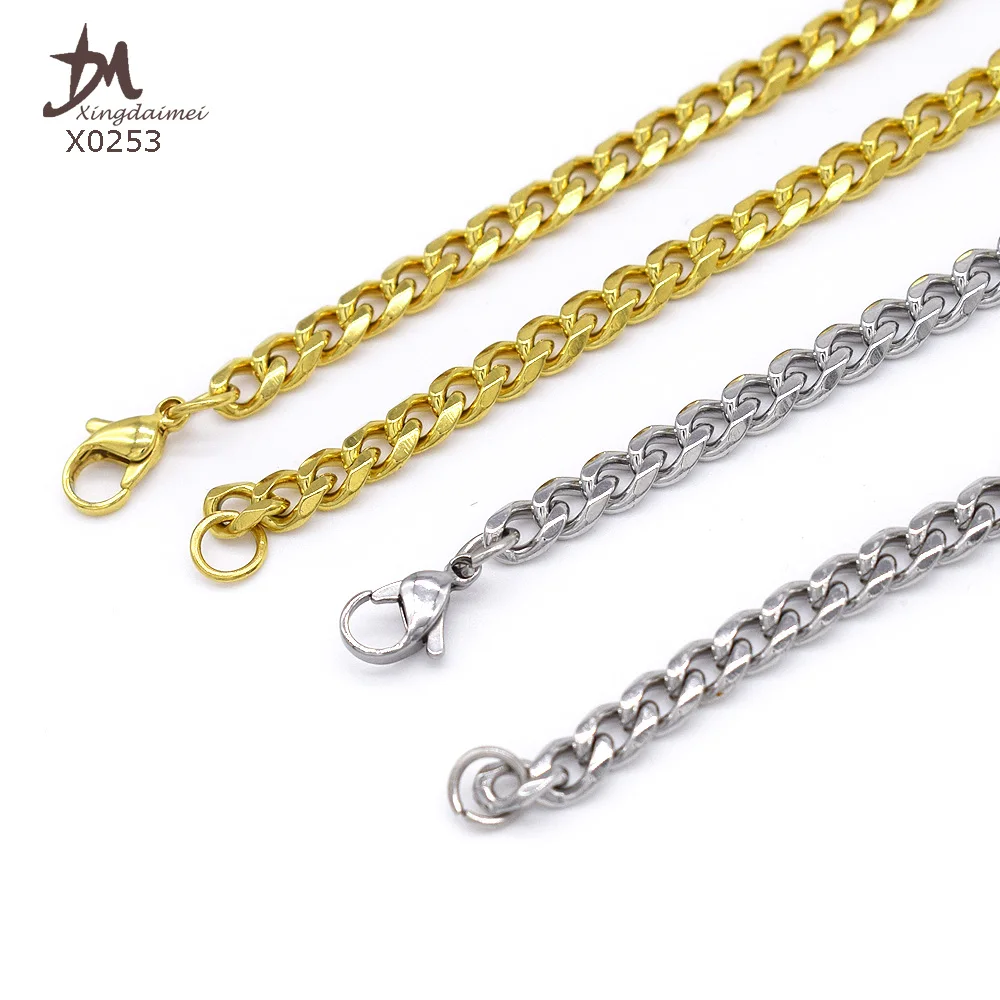 X0253 In Stock Wholesale Jewelry Price Stainless Steel Rope Chain 18K Gold Plated Filled Thin Necklace  Cuban Link Chains
