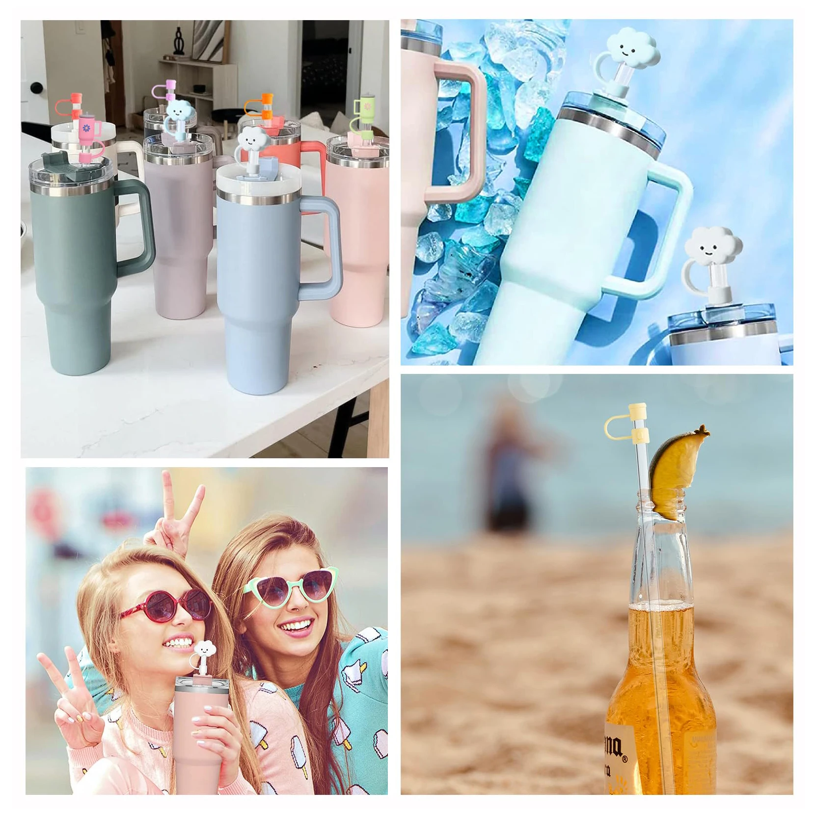 2024 custom design Dust-Proof Reusable Straw Tips Lids Straw Topper Straw Cover Cap Compatible with 30&40 Oz Tumbler