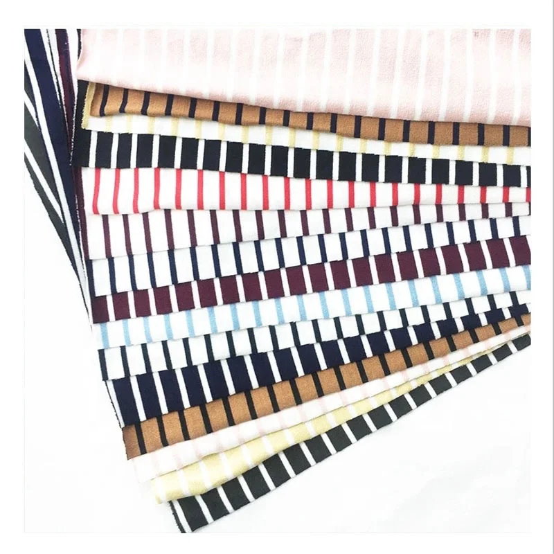 Wholesale rayon cotton blended knitted stripe comfort stretch yarn dyed fabric for clothes