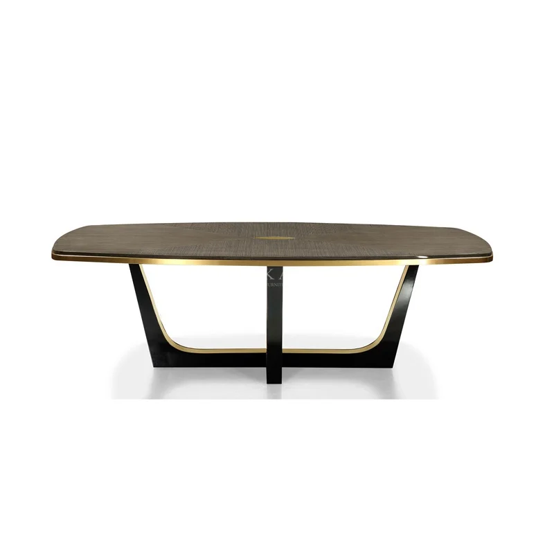 Fashion Royal 8 Seater Home Furniture Wooden gold edge Large Size Luxury Dining Table And Chair Set