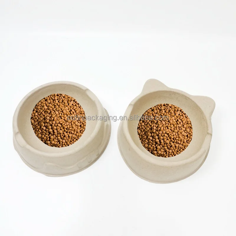 disposable Biodegradable Eco-friendly Pet Food Feeder tray mold Bamboo bagasse Fiber paper pulp Dog Cat Bowl pet lunch box