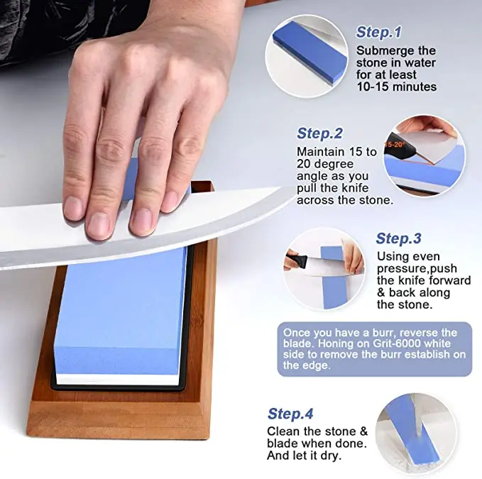 Blue White Double-Sided 1000/6000 Corundum Whetstone Diamond Material Petroleum Stone Sharpening Steel Electric Tool Kitchen Use